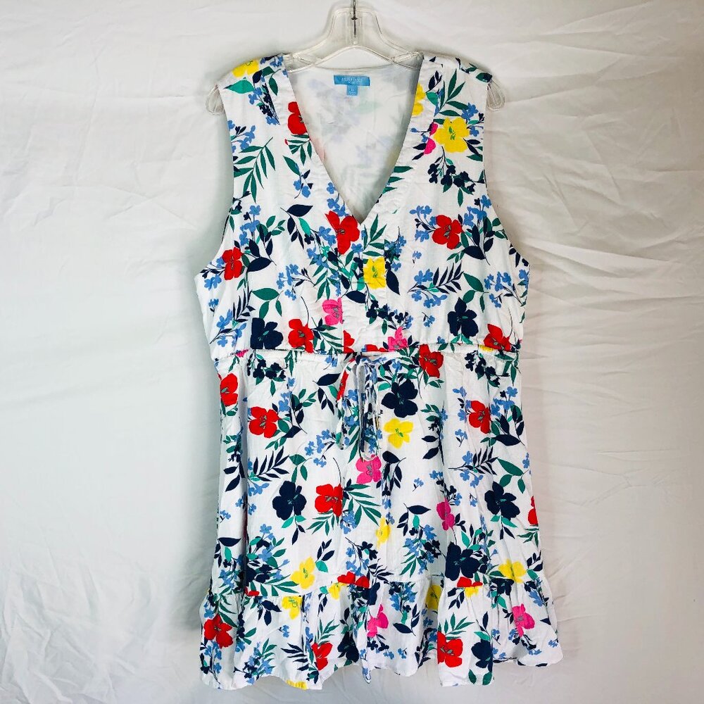 Draper James RSVP Women's Plus Size 1X Linen Blend Summer Floral‎ Dress